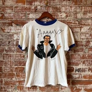 1976 Vintage The Fonz Ringer Tee Happy Days Xl Blue White Thin